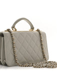 Lambskin Quilted Trendy CC Dual Handle Clutch With Chain Grey