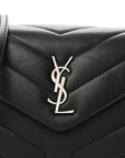 Calfskin Y Quilted Monogram Toy Loulou Crossbody Bag Black