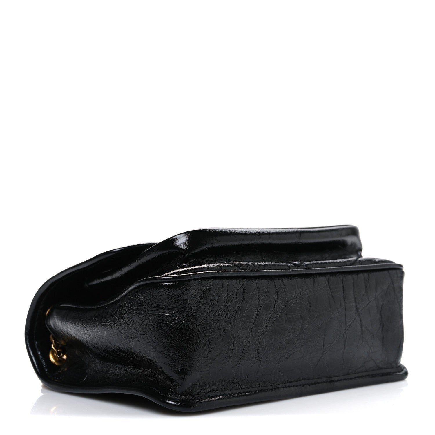 Crinkled Calfskin Matelasse Monogram Baby Niki Chain Satchel Black