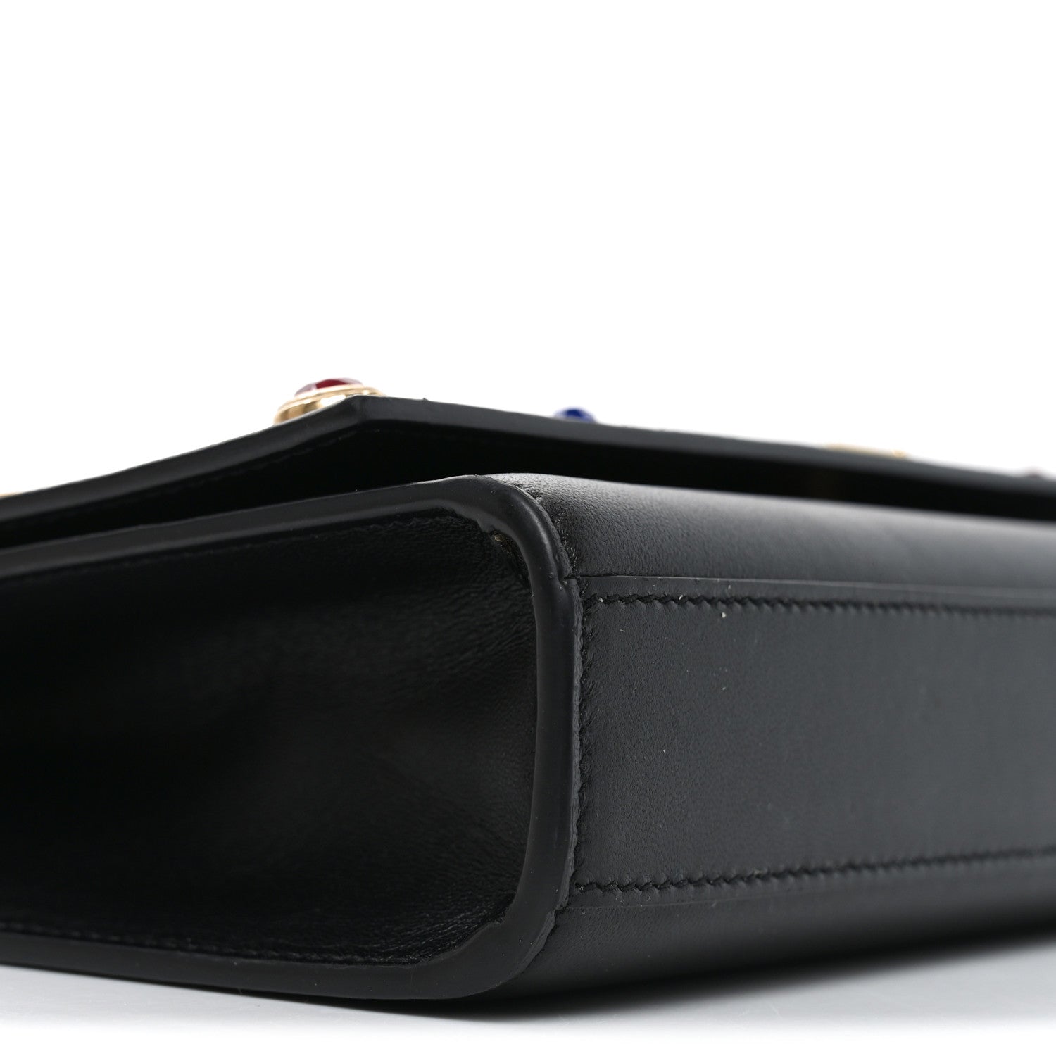 Calfskin Crystal Medium Monogram Kate Satchel Black