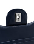 Lambskin Quilted Jumbo Double Flap Navy