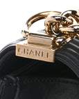 Calfskin Braided Medium Boy Flap Black
