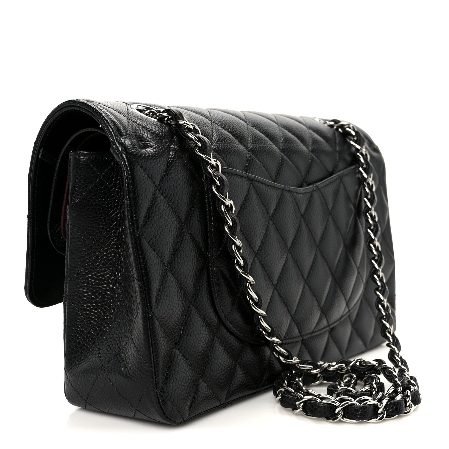 Caviar Quilted Medium Double Flap Black