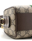 GG Supreme Monogram Textured Dollar Calfskin Web Super Mini Ophidia Top Handle Bowler Bag Beige Ebony New Acero