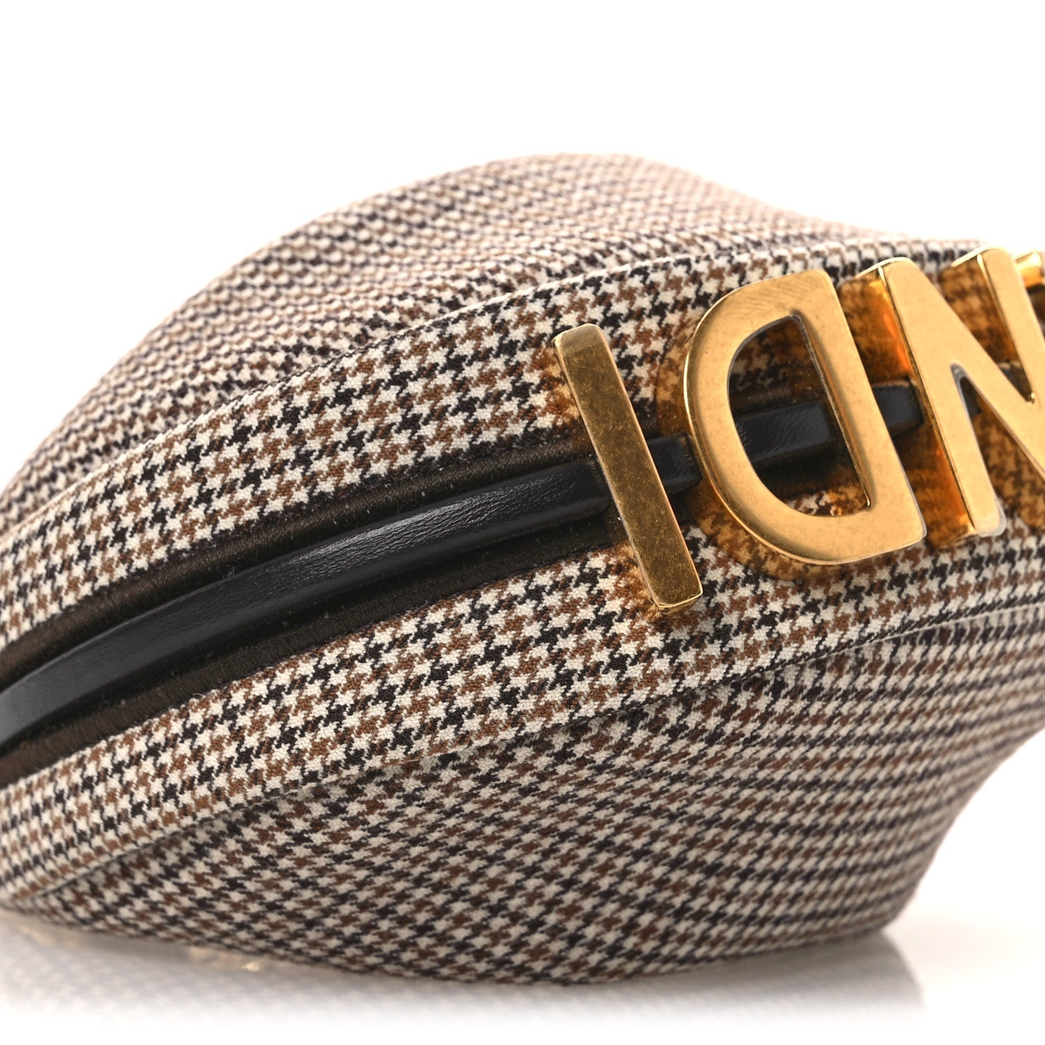 Wool Nappa Micro Houndstooth Nano FNDIgraphy Hobo Charm Beige Moro