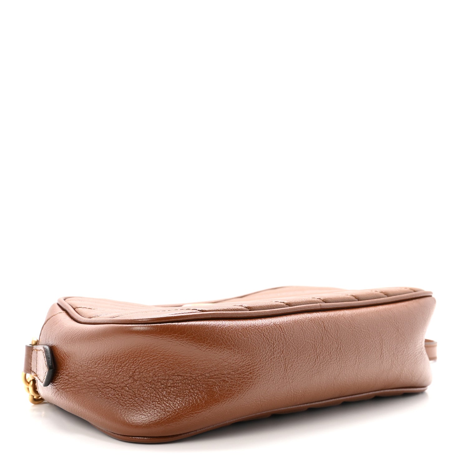 Glazed Calfskin Matelasse Diagonal Small GG Marmont Chain Shoulder Bag Cuir