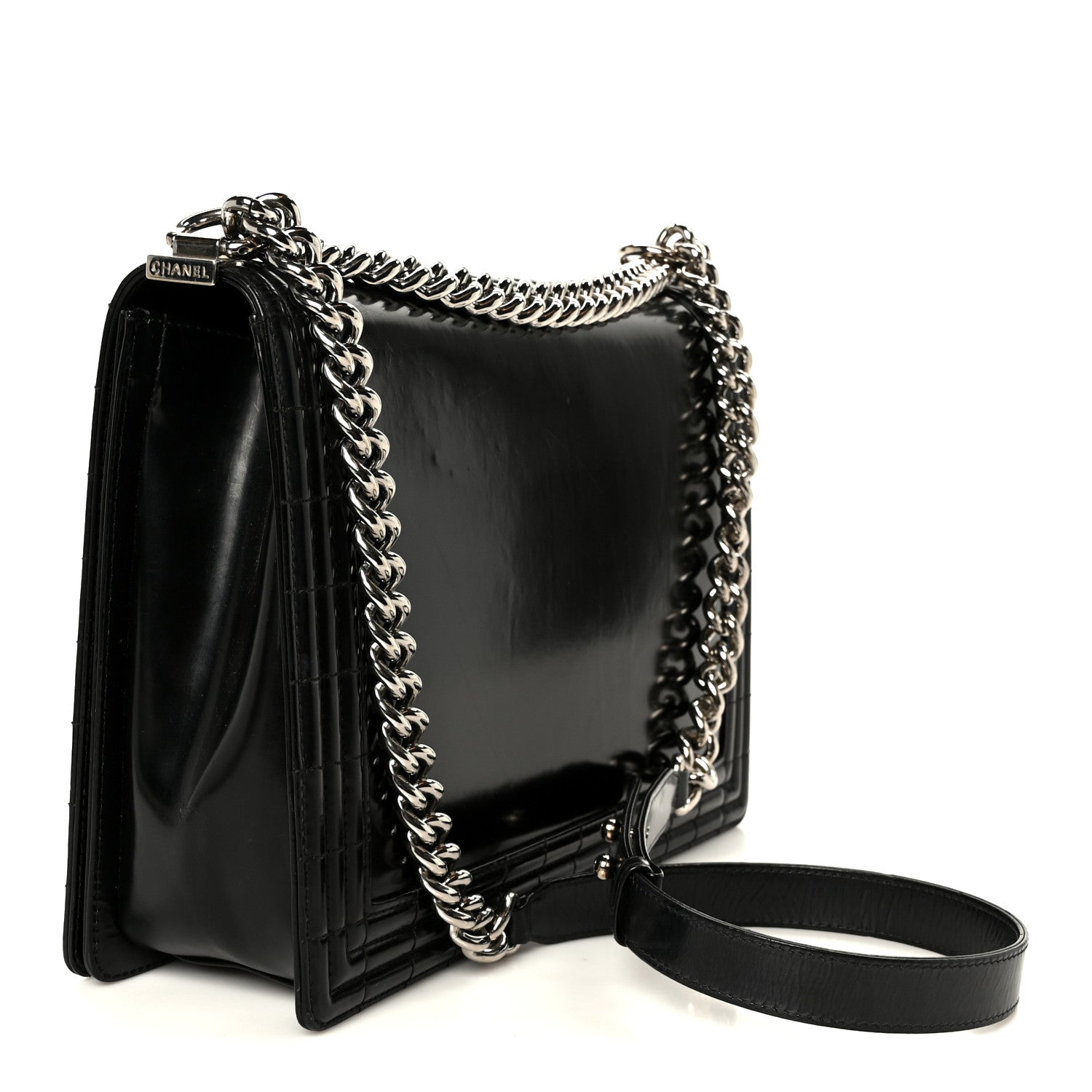Patent Medium Boy Reverso Flap Black