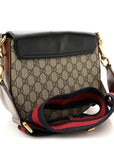GG Supreme Monogram Web Medium Padlock Messenger Shoulder Bag Black