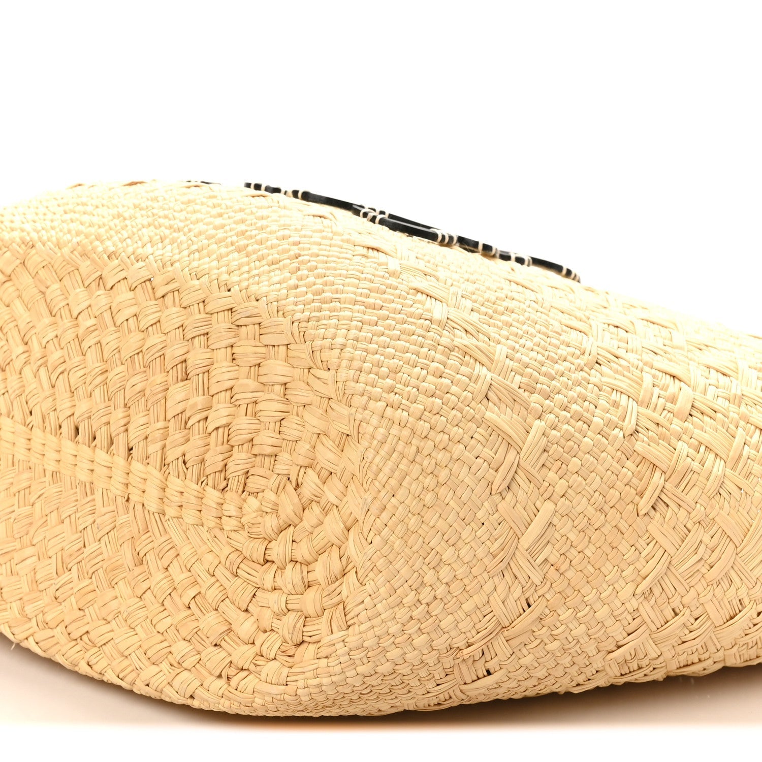 Calfskin Raffia Paulas Ibiza Medium Anagram Basket Tote Bag Natural Black