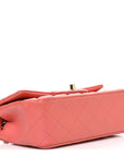 Iridescent Lambskin Quilted Mini Rectangular Flap Pink