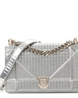 Metallic Patent Micro-Cannage Small D1ORama Flap Bag Silver