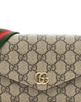 GG Supreme Monogram Textured Dollar Calfskin Web Mini Ophidia Envelope Shoulder Bag Beige Ebony New Acero