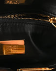 Shearling Nappa Macro FF 1974 Mini Peekaboo Iconic Satchel Tobacco Black