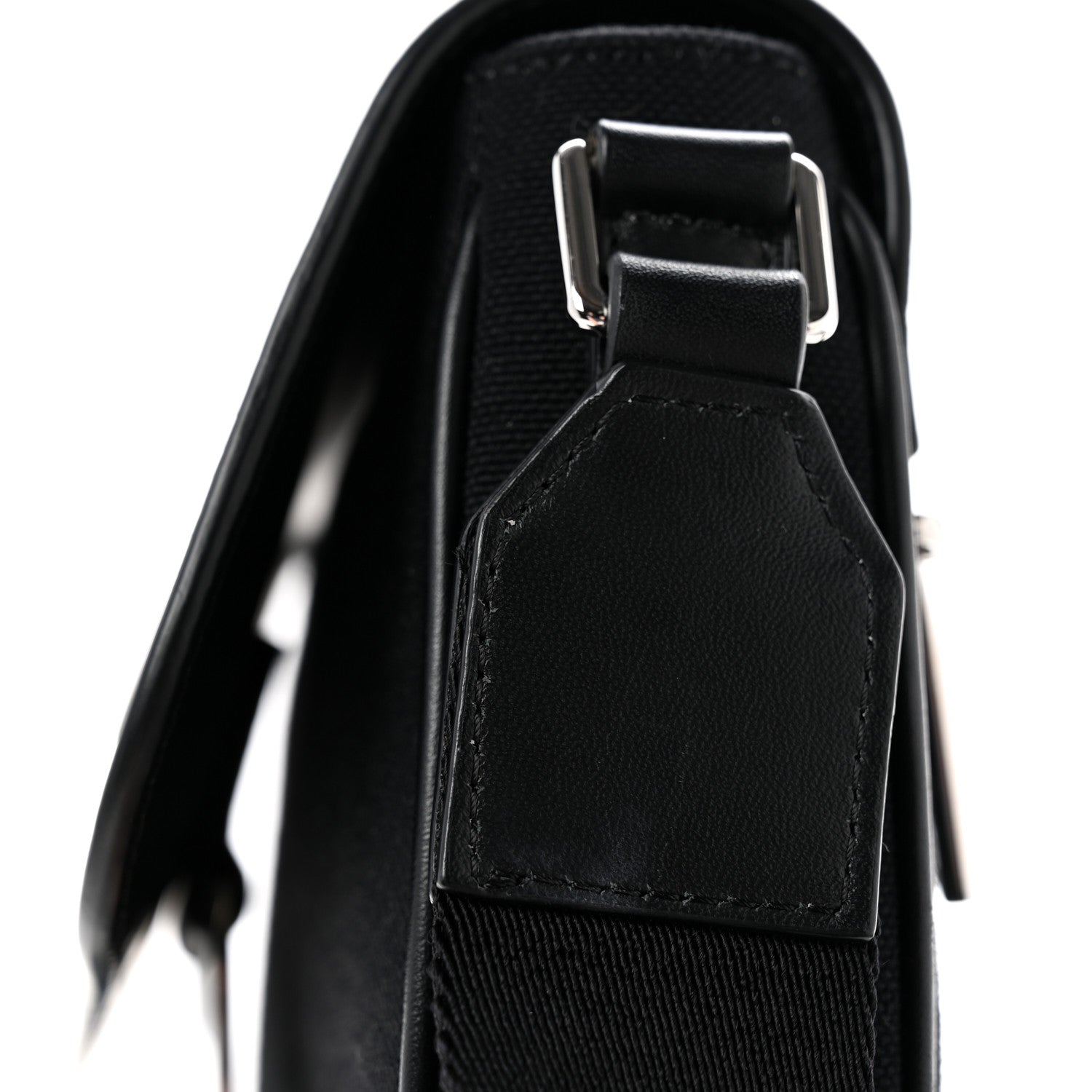 Calfskin Canvas Never Still Crossbody Flap Bag Black