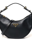 Soft Calfskin Arque Shoulder Bag Black