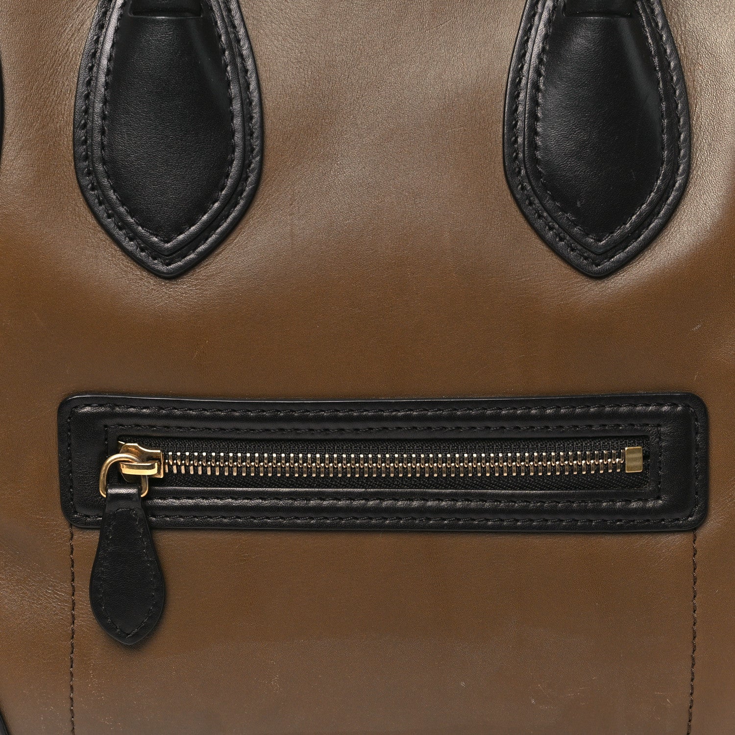 Satin Calfskin Suede Mini Tri-Color Luggage Olive