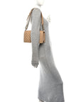Caviar Chevron Quilted Medium Boy Flap Beige