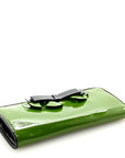Patent Bow Flap Wallet Green Black