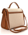 Canvas Calfskin Medium Classic Monogram Cassandra Top Handle Tan Natural