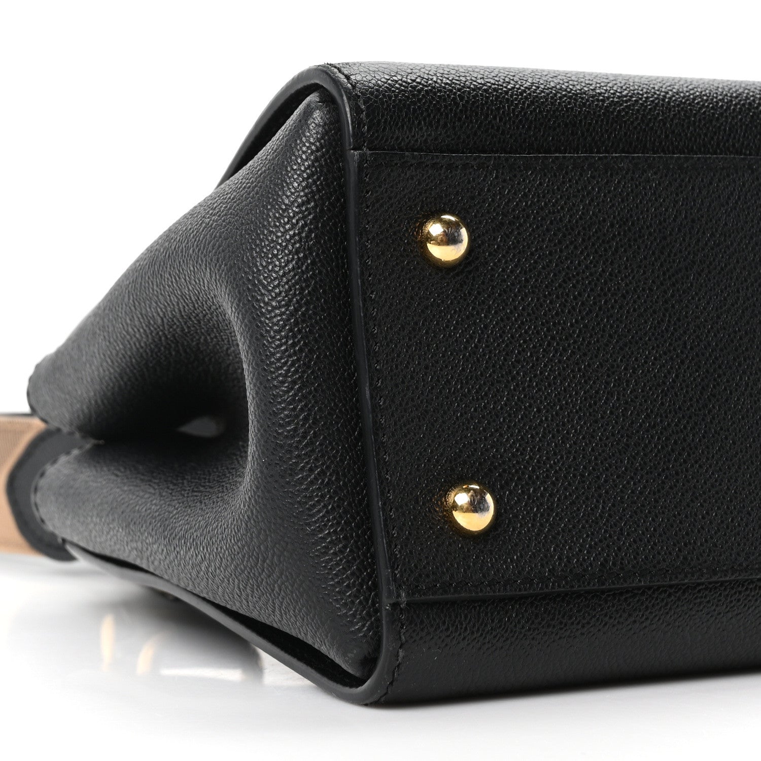 Soft Grain Calfskin Small Buckle Tote Black