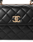 Lambskin Quilted Small Trendy CC Dual Handle Flap Bag Black