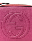 Dollar Calfskin Bi-Color Small Soho Disco Bag New Rosette Hibiscus Red