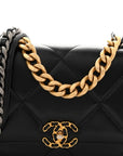 Lambskin Quilted CHNL 19 Wallet On Chain WOC Black