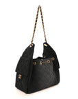 Washed Denim Quilted Small CHNL 25 Handbag Black