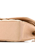 Iridescent Caviar Quilted Medium Double Flap Beige