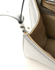 Metallic Grained Calfskin D1ORama Wallet on Chain Pouch Silver