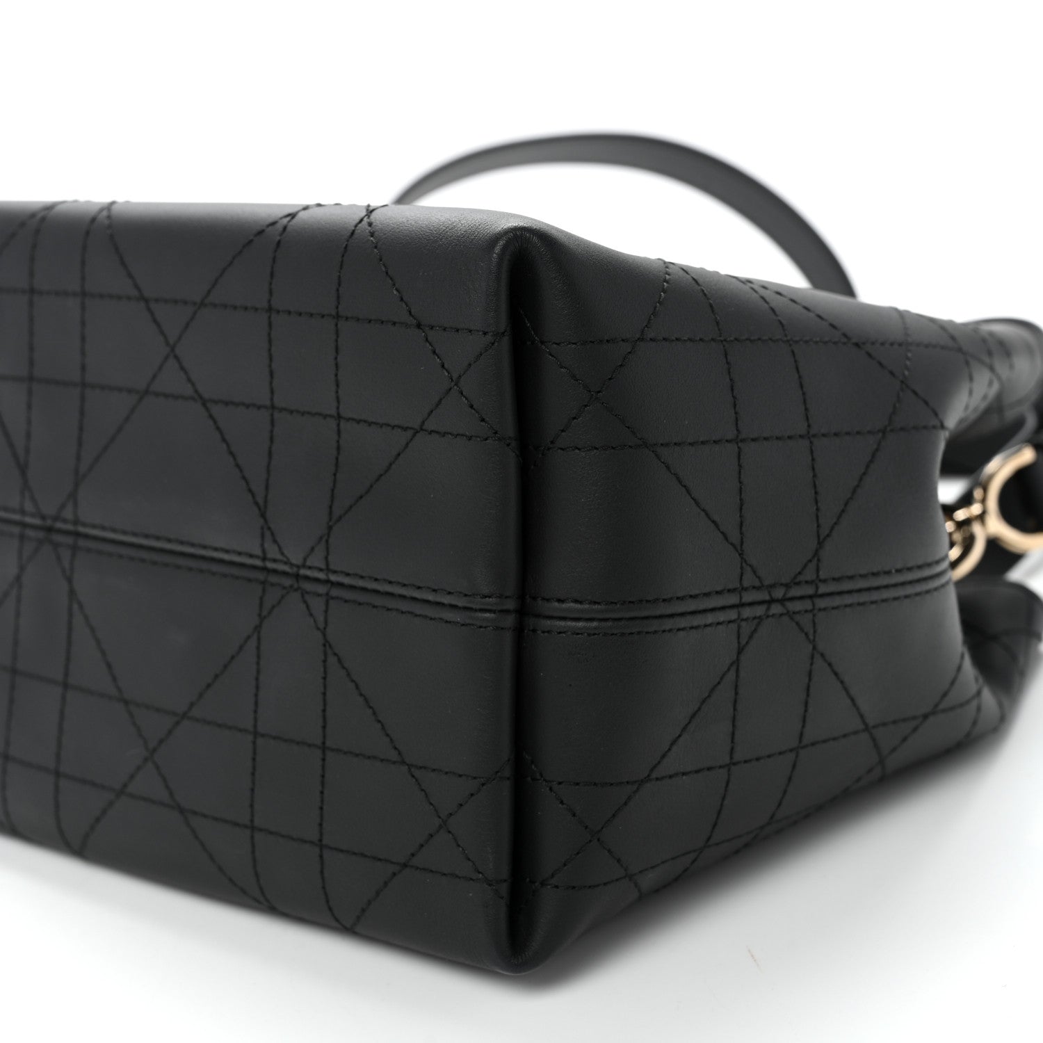 Smooth Calfskin Vintage Flat Macrocannage Small Toujours Vertical Tote Black