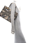 Canvas Embroidered Jardin D'Hiver Medium Book Tote Beige Multicolor
