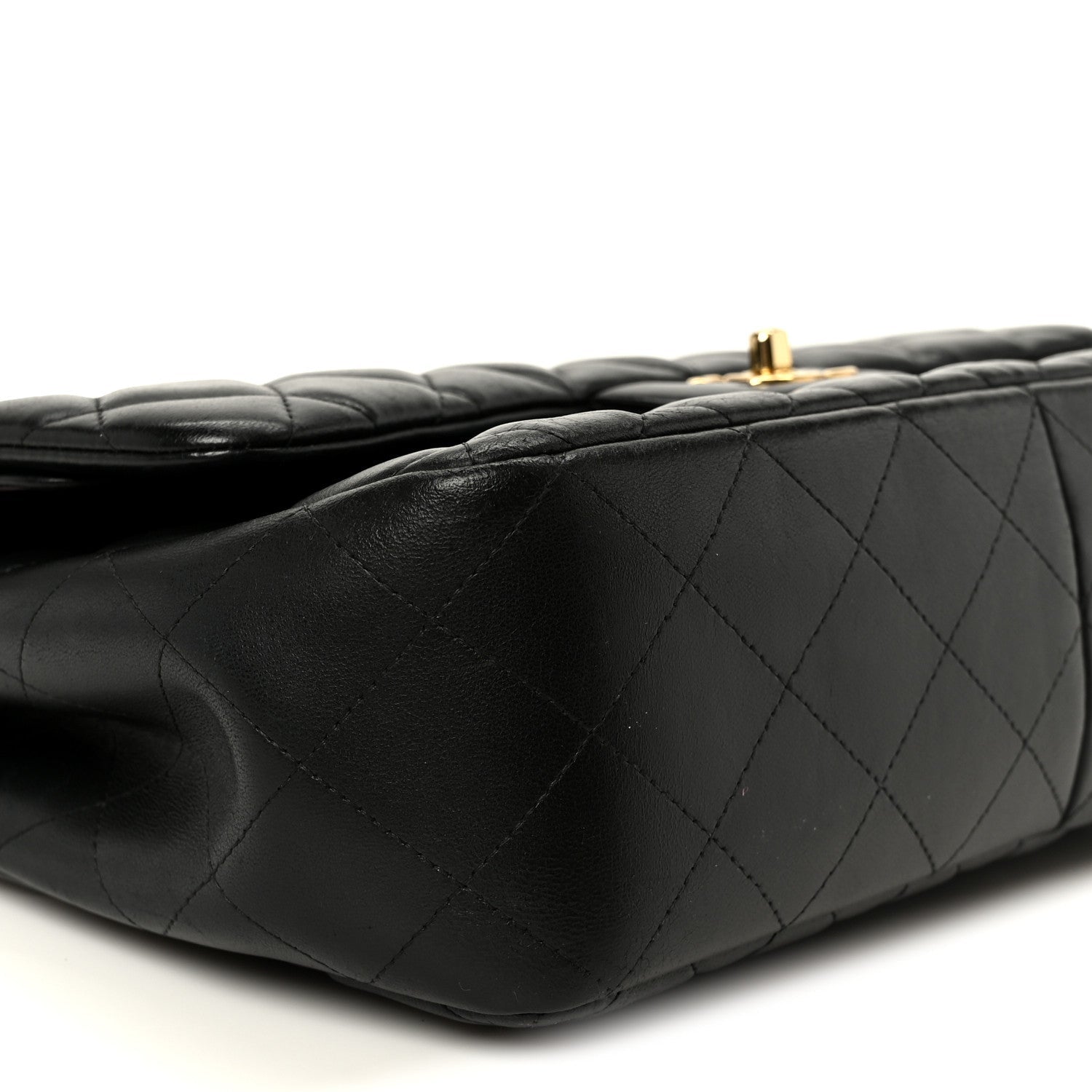 Lambskin Quilted Jumbo Double Flap Black