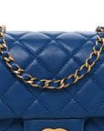 Lambskin Quilted Pearl Crush Mini Rectangular Flap Blue