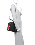 Taurillon Snakeskin Iris Blossom Capucines PM Black