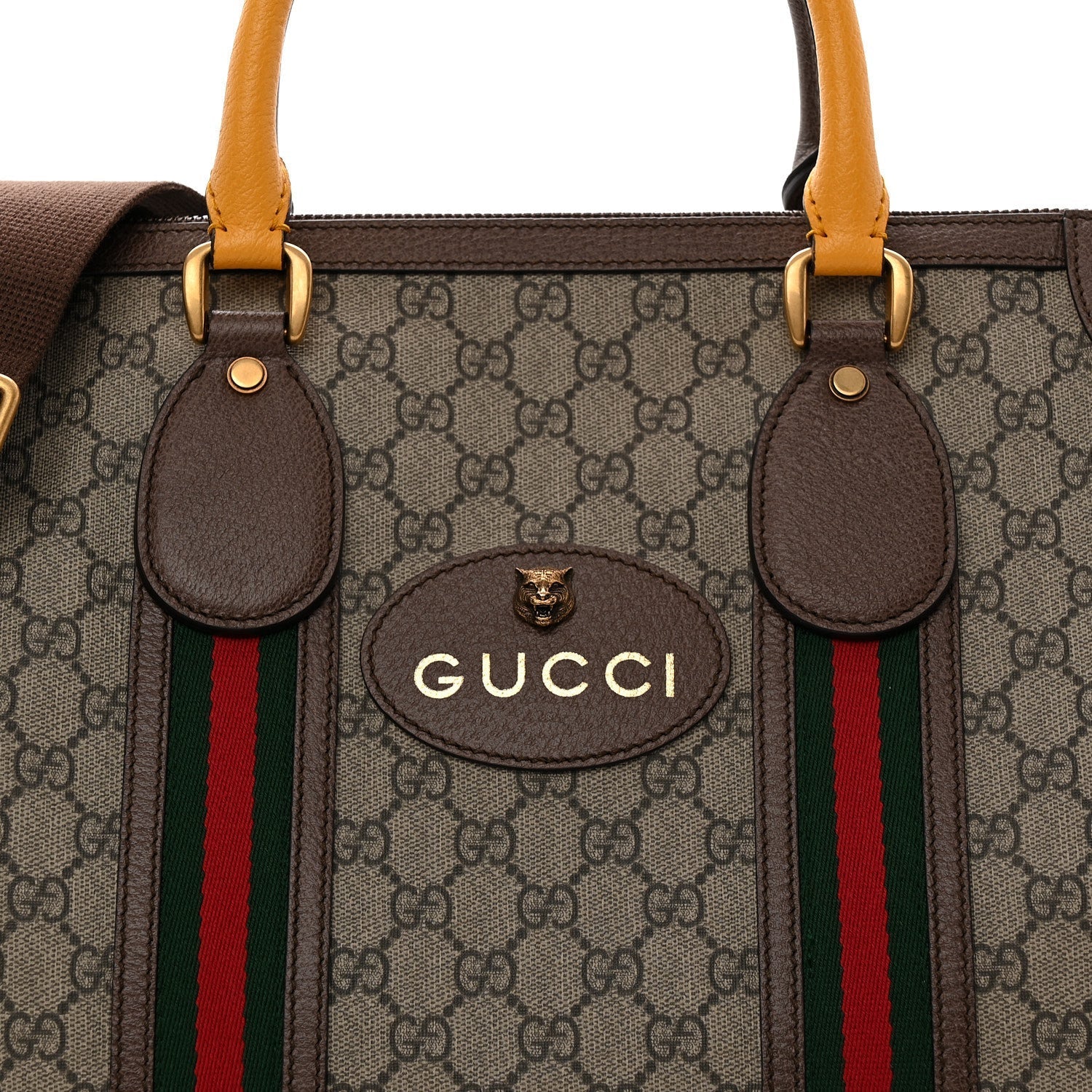 Soft GG Supreme Monogram Web Medium Duffle Bag Beige New Acero Crop