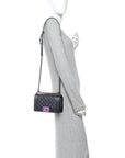 Iridescent Goatskin Quilted Small Boy Flap Purple
