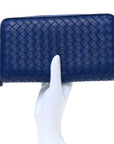 Nappa Intrecciato Zip Around Wallet Cobalt