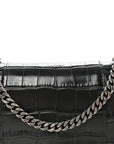 Shiny Calfskin Crocodile Embossed Hourglass Chain Bag Gris