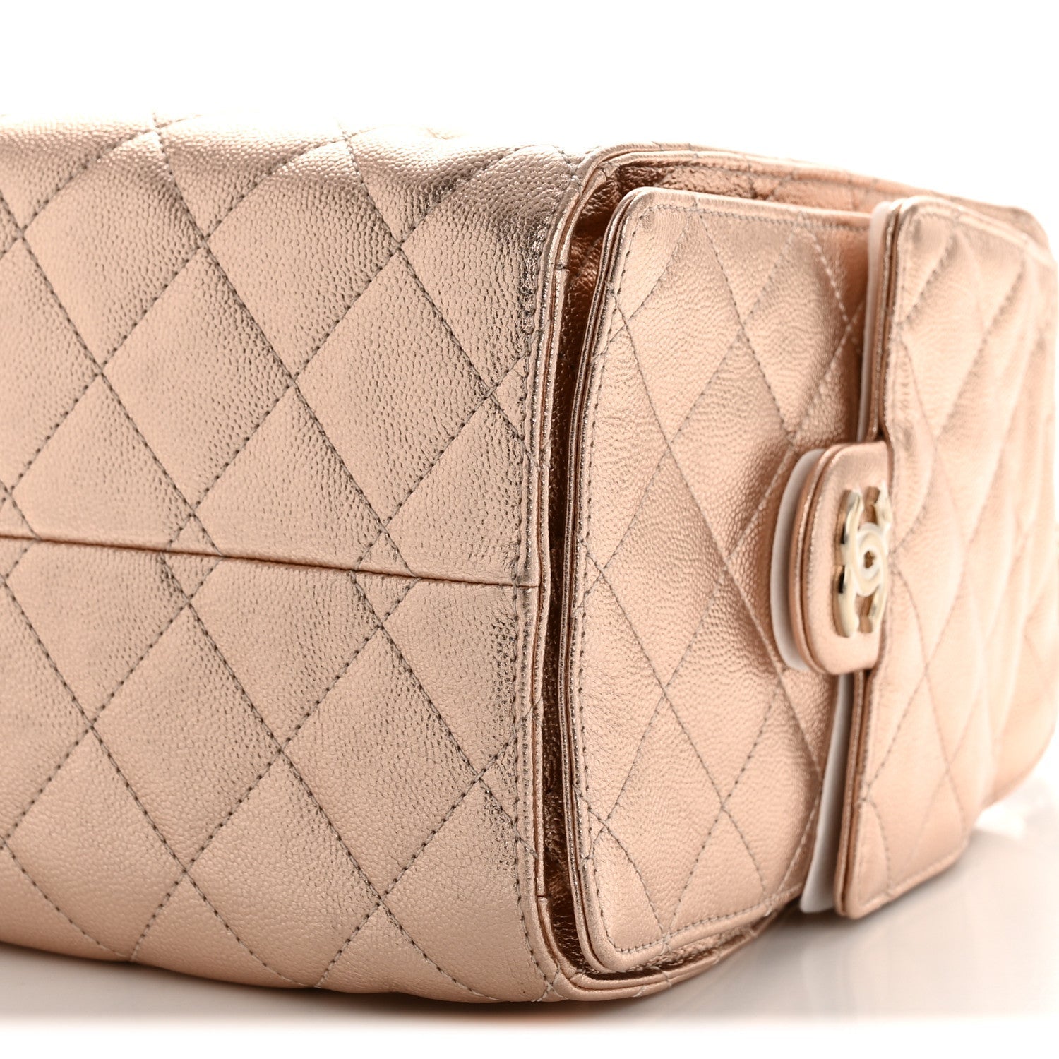 Metallic Caviar Quilted Small CHNL 25 Handbag Copper