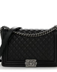 Lambskin Quilted New Medium Boy Flap Black