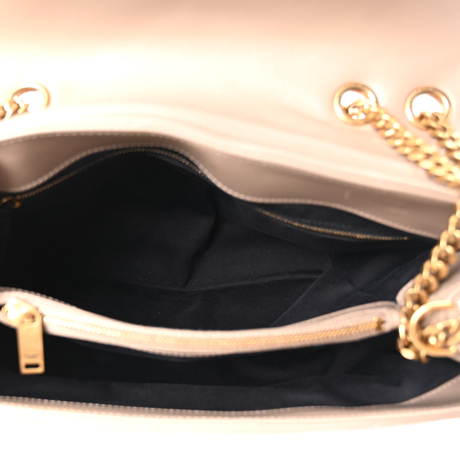 Calfskin Y Quilted Monogram Medium Loulou Chain Satchel Dusty Grey