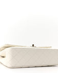 Caviar Quilted Medium Double Flap White