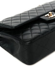 Lambskin Quilted Medium Double Flap Black