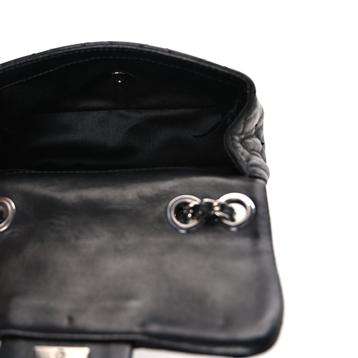 Lambskin Quilted Beaded Extra Mini Rectangular Flap Black