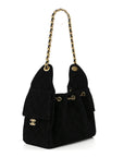 Suede Quilted Small CHNL 25 Handbag Black