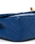 Lambskin Quilted Pearl Crush Mini Rectangular Flap Blue
