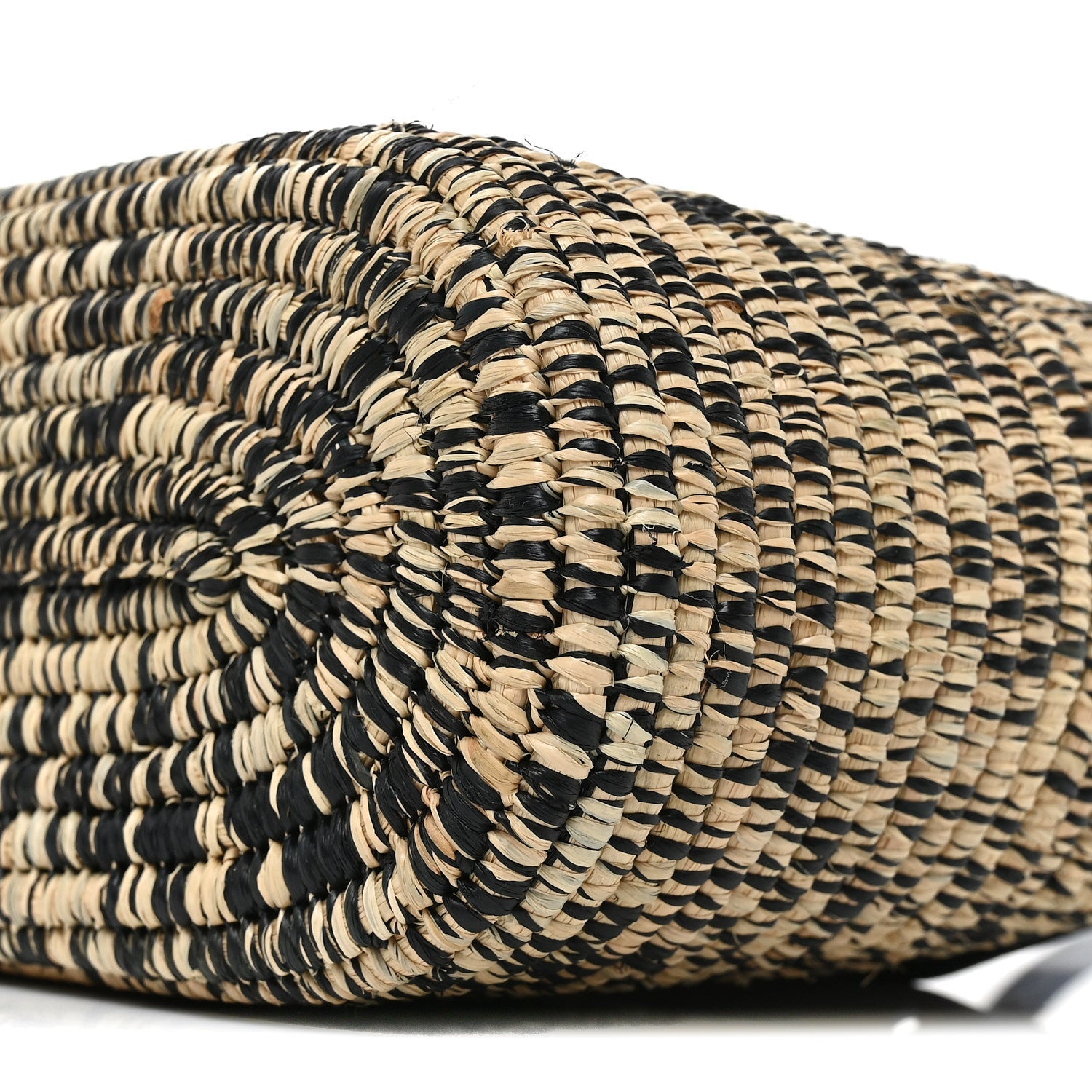 Raffia Small Square Basket Tote Bag Black Natural