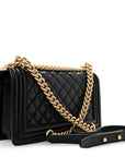 Lambskin Quilted Medium Boy Flap Black