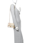 Metallic Goatskin Quilted Mini Rectangular Flap Gold